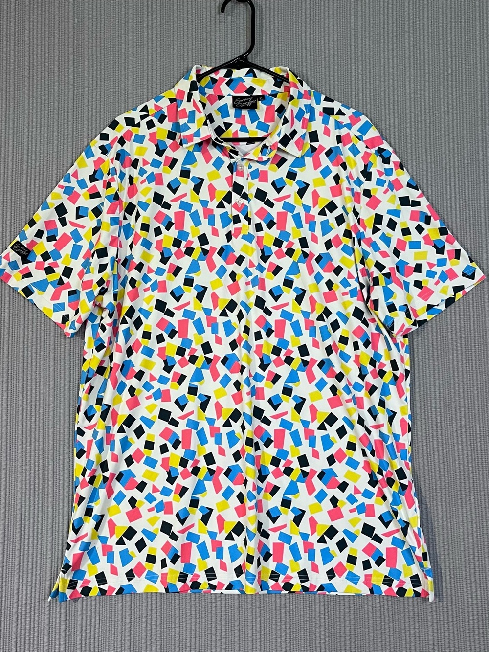Sunday Swagger Fetti Performance Golf Polo Shirt Mens XL Shirt Sleeve Stretch
